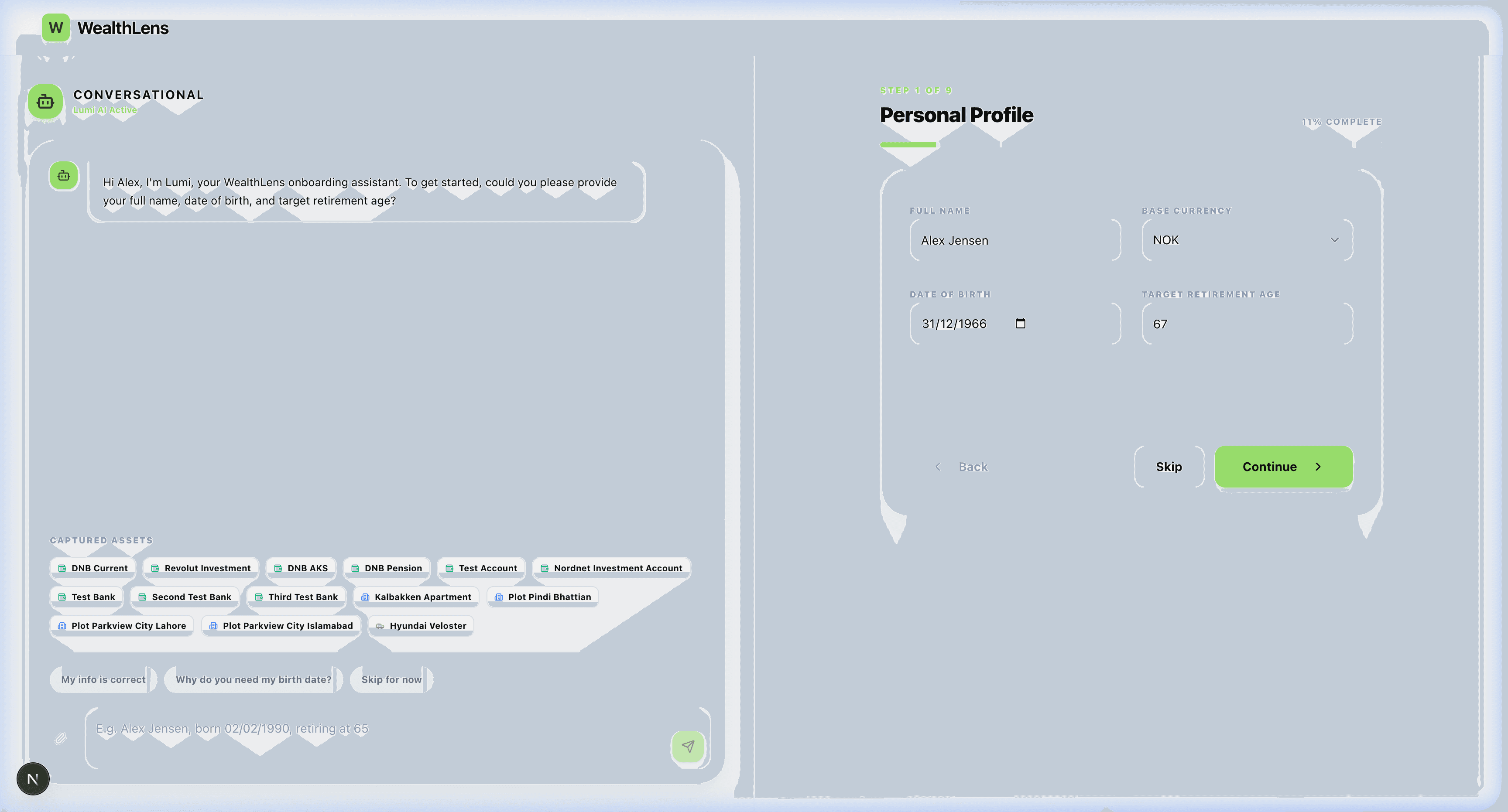 Personal Profile Setup